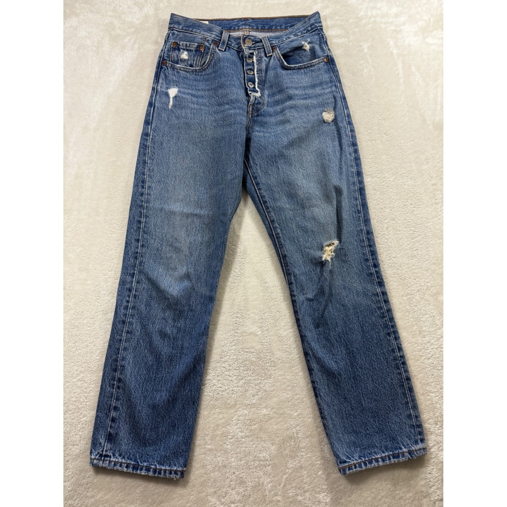 Levi's Womens 501 Original Distressed Blue Denim Jeans 24x26 Meas: 26x26.5